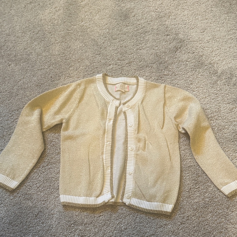 Kids Cream and gold sparkle Cardigan Sweater